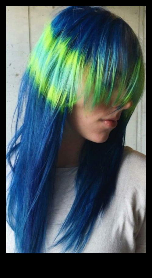 اللون الأزرق والأخضر الكهربائي: أفكار مستقبلية لتلوين الشعر