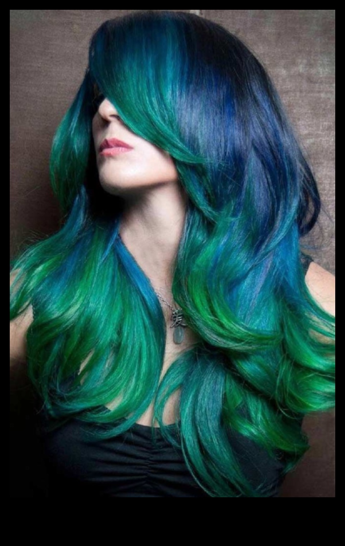 اللون الأزرق والأخضر الكهربائي: أفكار مستقبلية لتلوين الشعر