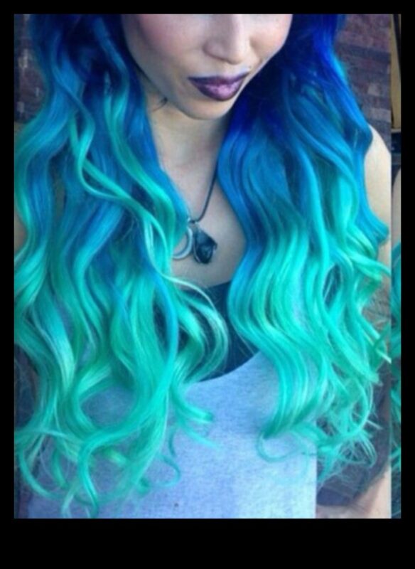 اللون الأزرق والأخضر الكهربائي: أفكار مستقبلية لتلوين الشعر