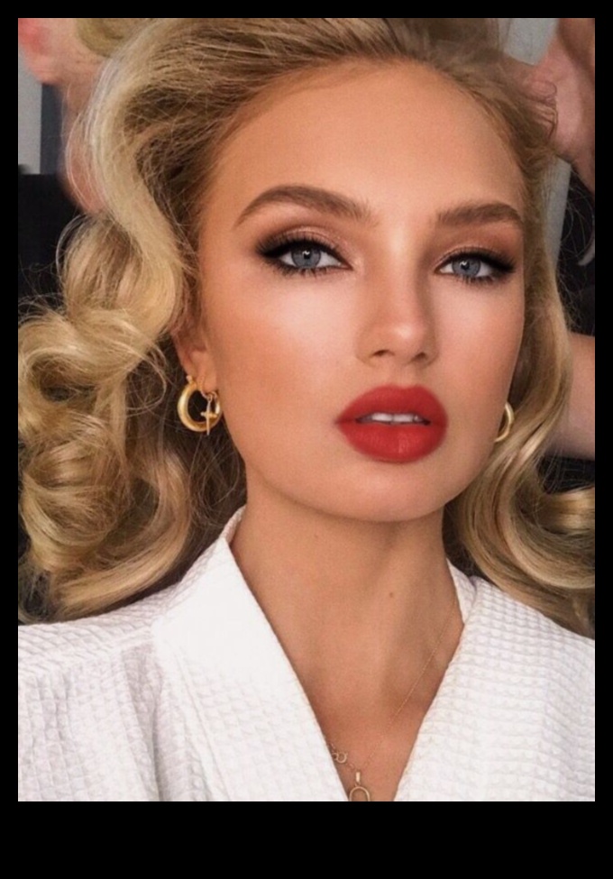 الشعر الأشقر والشفاه الحمراء مزيج خالد من السحر والأناقة 3 الشعر الأشقر والشفاه الحمراء: مجموعات كلاسيكية براقة